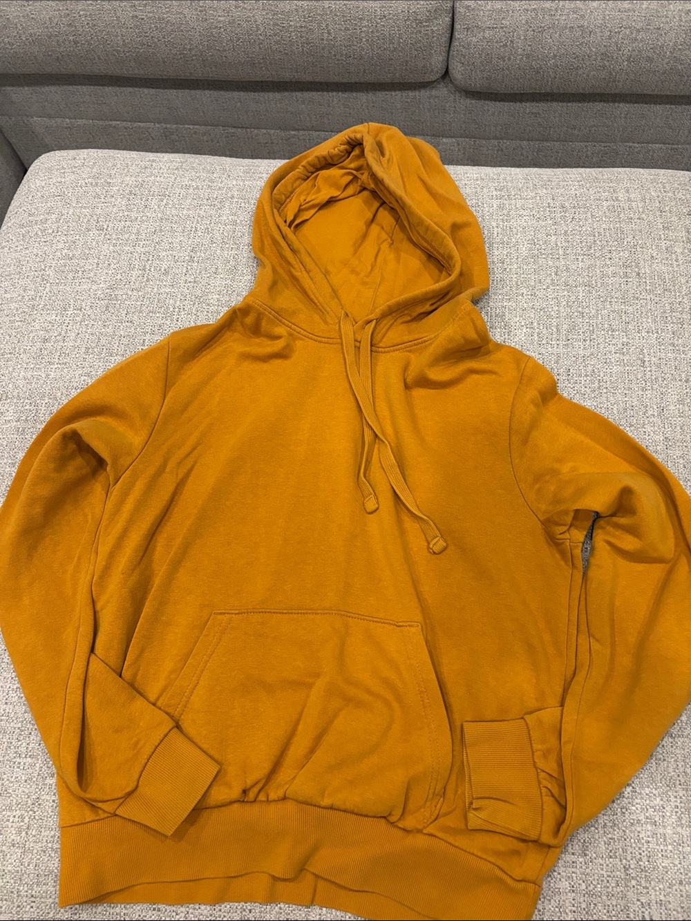Divided Mustard Gold Hooded Pullover Sweatshirt